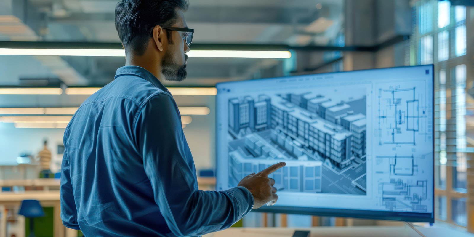Engenheiro analisando modelo BIM